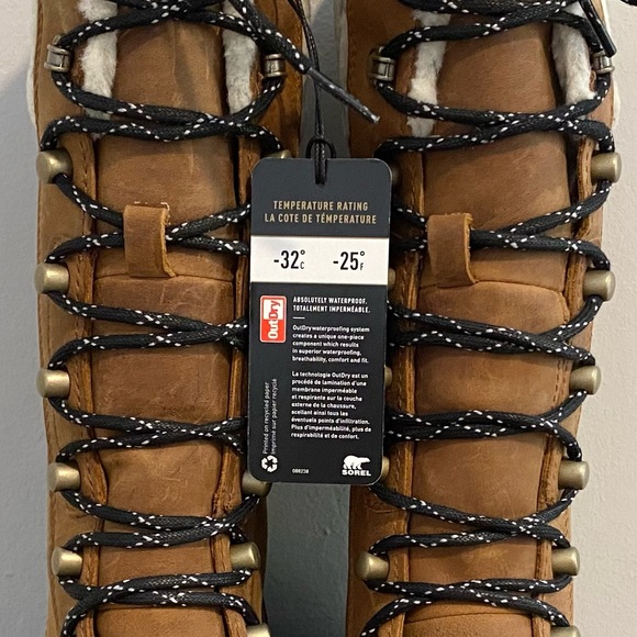 SOREL Whistler Tall Camel Brown Black Cream Gray Winter Lace Up Boots Shoes Sz 6 - Picture 4 of 10